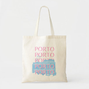 Porto Travel Art, Portugal Art, Pink, Preppy Art Tote Bag