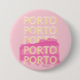 Porto Travel Art, Portugal, Pink, Preppy 7.5 Cm Round Badge