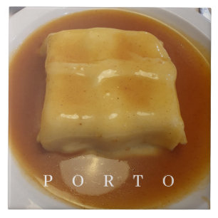 Porto typical dish francesinha view ceramic tile
