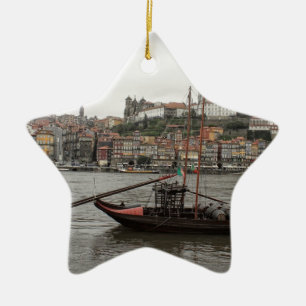 Porto waterfront, Portugal Ceramic Tree Decoration