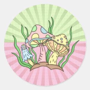 Portobello Mushroom Cute Pastel   Classic Round Sticker