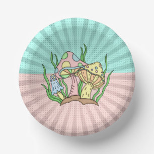Portobello Mushroom Cute Pastel Paper Plate
