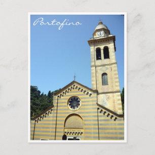 portofino church stripes postcard