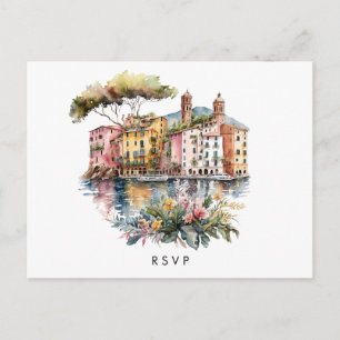 Portofino Italian summer wedding rsvp postcard