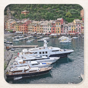 Portofino, Italy - Italian Harbour Village- Coaste Square Paper Coaster
