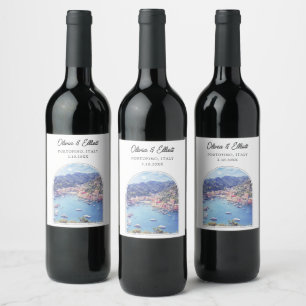 Portofino Wedding Favour Italy Personalised Wine Label
