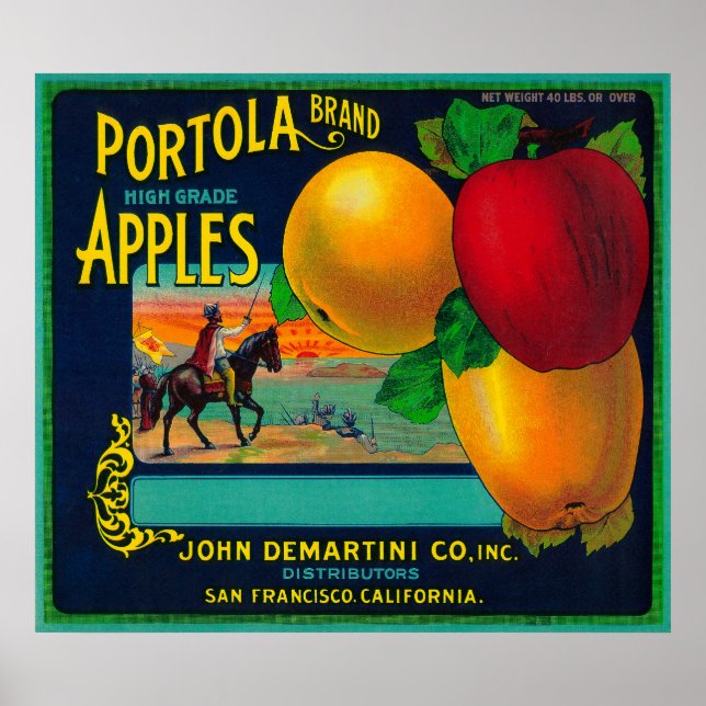 Portola Apple Crate Label Poster (Front)