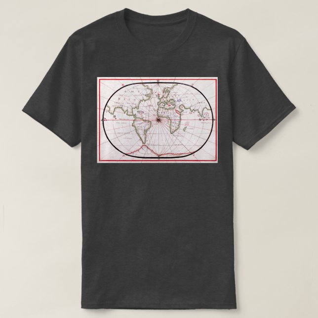 Portolan atlas of the Mediterranean Sea western Eu T-Shirt (Design Front)