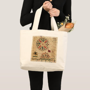 Portolan Chart Map of Cairo, Egypt Large Tote Bag