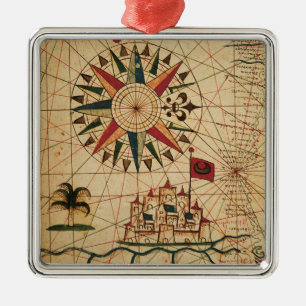 Portolan Chart   Map of Cairo, Egypt Metal Tree Decoration