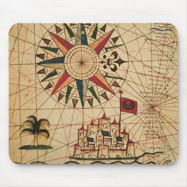 Portolan Chart | Map of Cairo, Egypt Mouse Pad (Front)