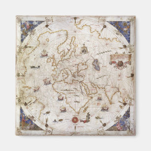 Portolan Chart of the World 1519 Magnet
