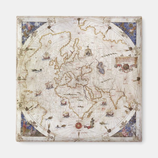 Portolan Chart of the World | 1519 Magnet (Front)