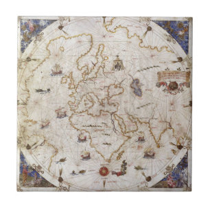 Portolan Chart of the World   1519 Tile