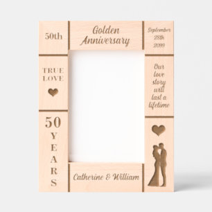 Portrait 5x7 Golden 50th Wedding Anniversary Etched Frames
