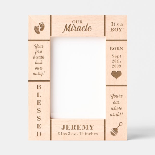 Portrait 5x7 New Baby Personalised Etched Frames (Front)