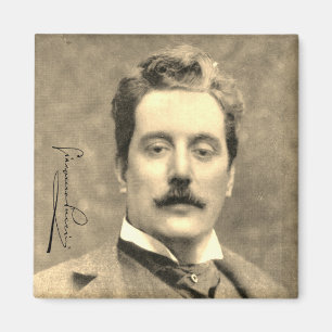 Portrait and Signature of Giacomo Puccini Magnet