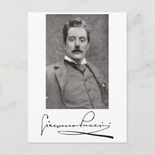 Portrait and Signature of Giacomo Puccini Postcard