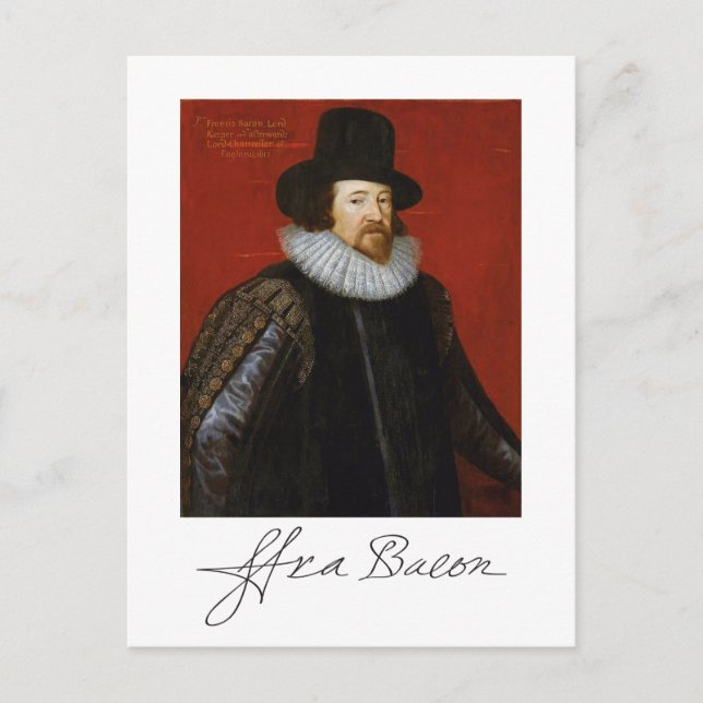 Portrait and signture of Francis Bacon Postcard (Front)