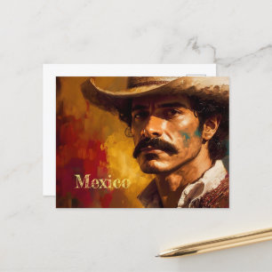Portrait art mexican hat fashion man bold postcard