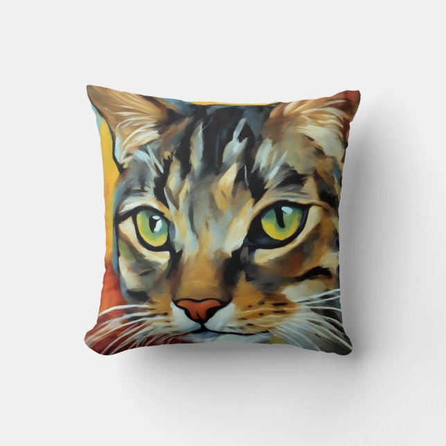 Portrait Art Tabby cat abstract Cushion (Front)