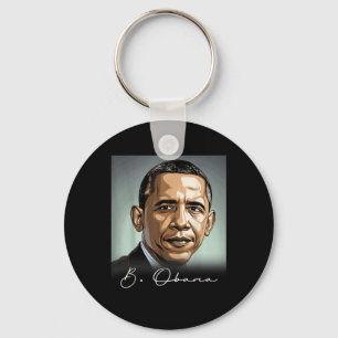 Portrait Barack Obama President Patriotic Key Ring