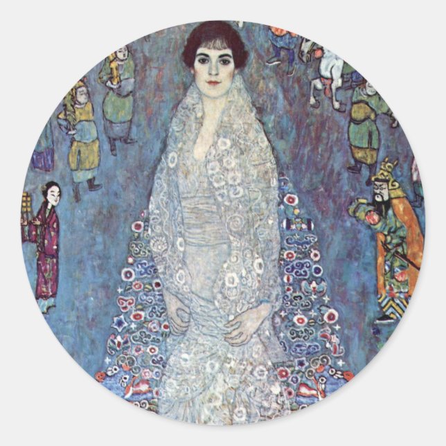 Portrait Baroness Elisabeth Bacchofen Echt, Klimt Classic Round Sticker (Front)