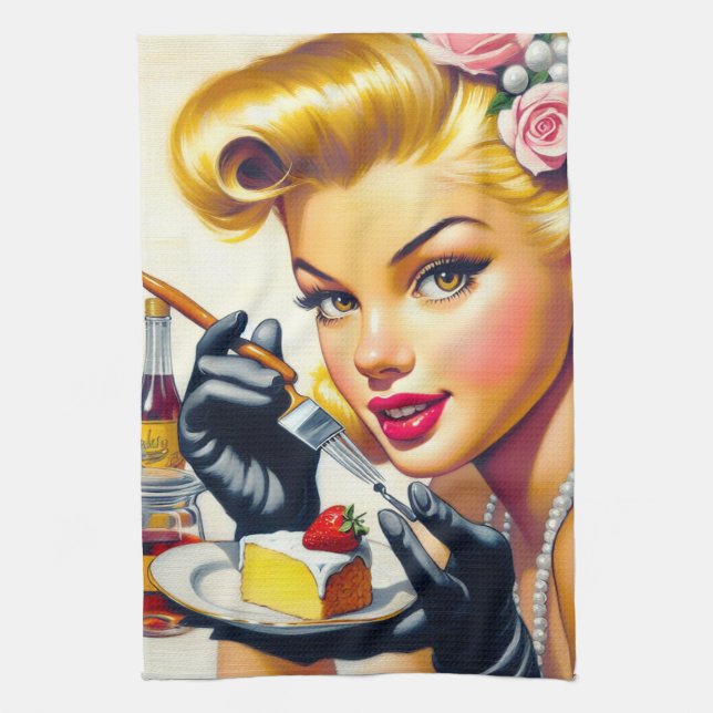 Portrait Beautiful Pin Up Tea Towel (Vertical)