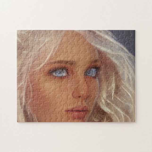 Portrait Blonde Blue Eyed Young Woman Jigsaw Puzzle (Horizontal)