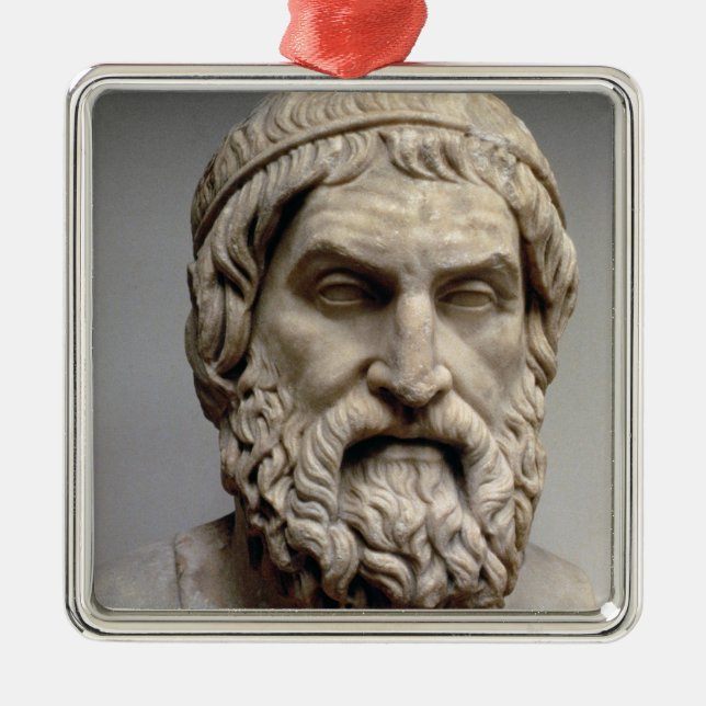 Portrait bust of Sophocles Metal Tree Decoration (Front)