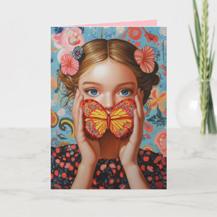 Portrait Butterfly Girl  in a Floral Wonderland Invitation