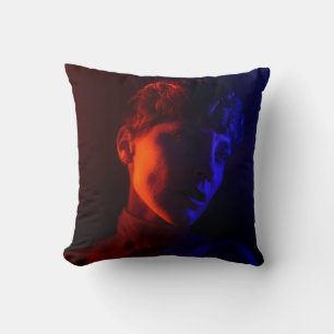Portrait colour woman red blue cushion