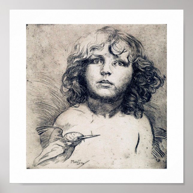 Portrait (Copper print), Alphonse Mucha Poster (Front)