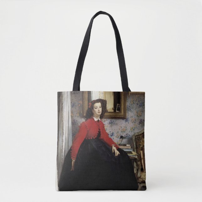 Portrait de Jeune Femme en Veste Tote Bag (Front)