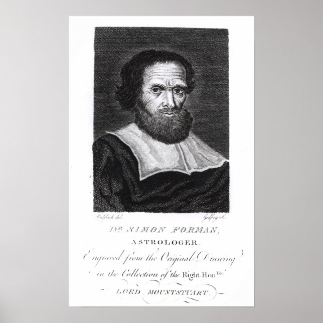 Portrait Dr Simon Forman  engraved by Godfrey Poster (Front)