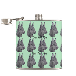 portrait drawing of  very cute donkey hip flask