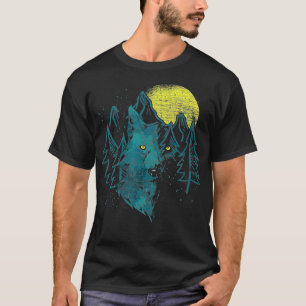 Portrait Forest Animal Predator Full Moon Mountain T-Shirt
