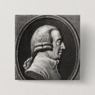 Portrait from a medallion of Adam Smith 15 Cm Square Badge
