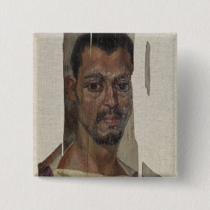 Portrait from Fayum (encaustic wax on wood) 15 Cm Square Badge