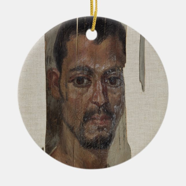 Portrait from Fayum (encaustic wax on wood) Ceramic Tree Decoration (Front)