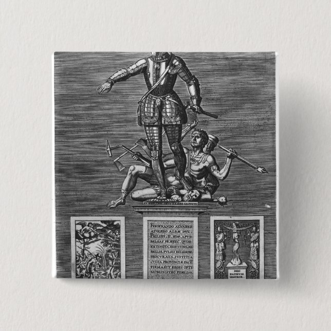 Portrait Glorifying Ferdinand Alvarez of Toledo 15 Cm Square Badge (Front)