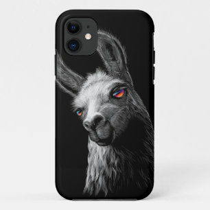 Portrait Head Cute Llama On Black Background Case-Mate iPhone Case
