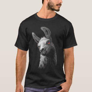 Portrait Head Cute Llama With Black Background T-Shirt