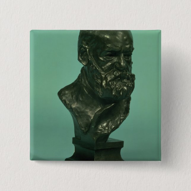 Portrait head of Victor Hugo (1802-85) (bronze) 15 Cm Square Badge (Front)