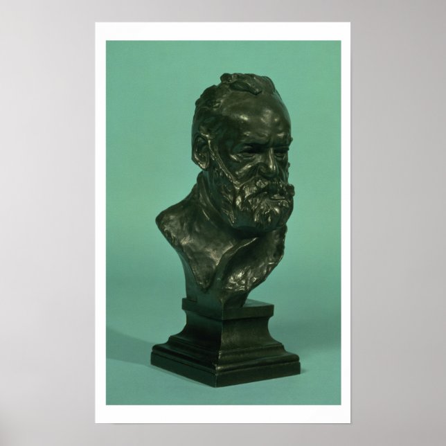 Portrait head of Victor Hugo (1802-85) (bronze) Poster (Front)