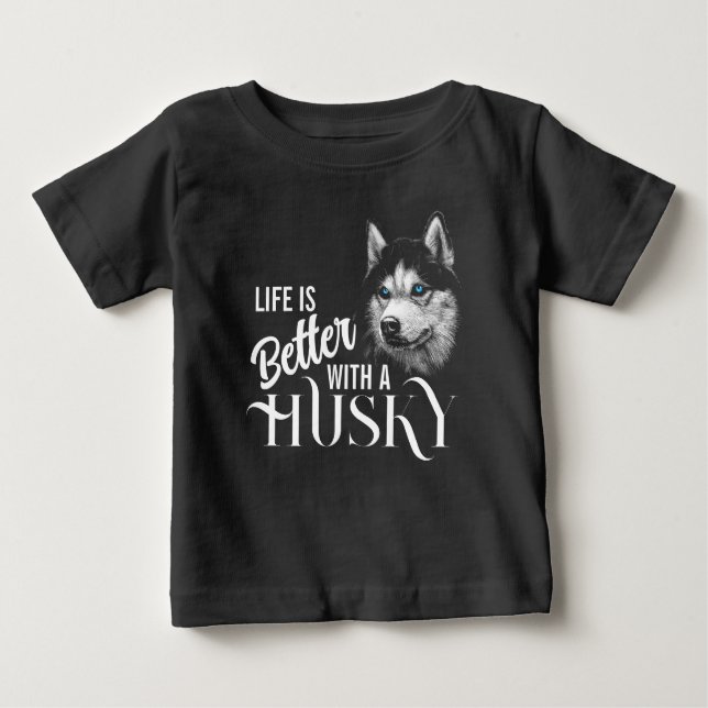 Portrait Head Siberian Husky With Blue Eyes Baby T-Shirt (Front)