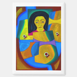 Portrait in Blue and Ochre by Hassan Wahba Magnet