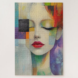 Portrait in Colour Block Surrealism  Jigsaw Puzzle
