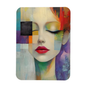 Portrait in Colour Block Surrealism Magnet