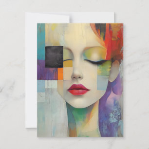 Portrait in Colour Block Surrealism Postcard
